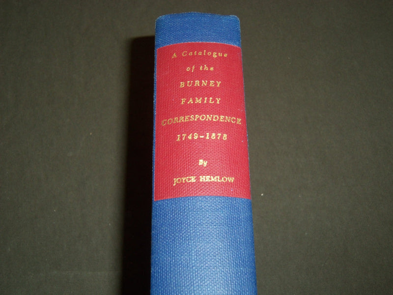 1971 CATALOGUE OF THE BURNEY FAMILY CORRESPONDENCE BY HEMLOW- KD 2548