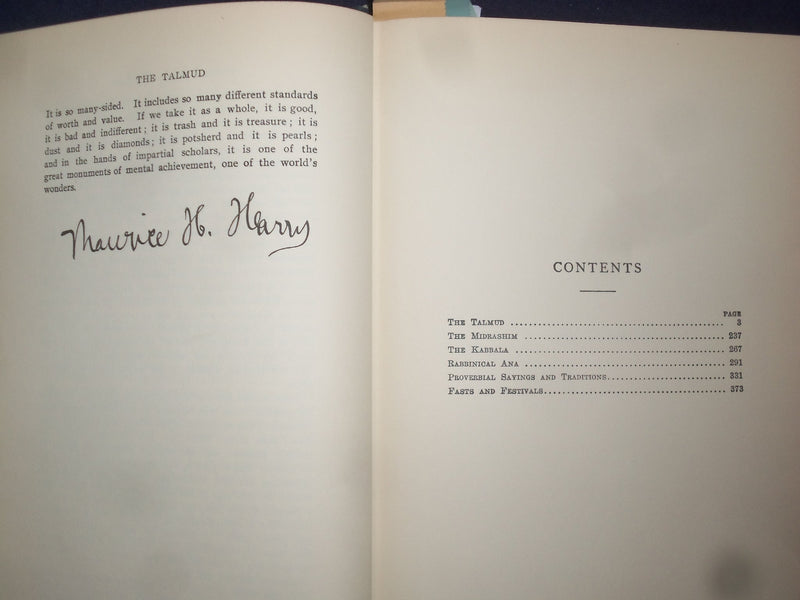 1939 HEBRAIC LITERATIVE HARDCOVER BOOK - TRANSLATIONS FROM THE TALMUD - KD 9130