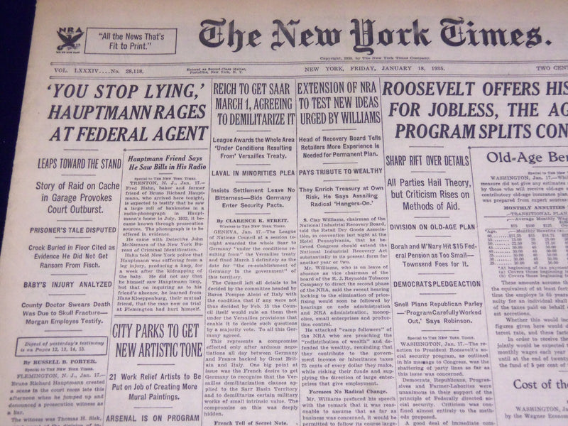 1935 JANUARY 18 NEW YORK TIMES - YOU STOP LYING, HAUPTMANN RAGES - NT 2012
