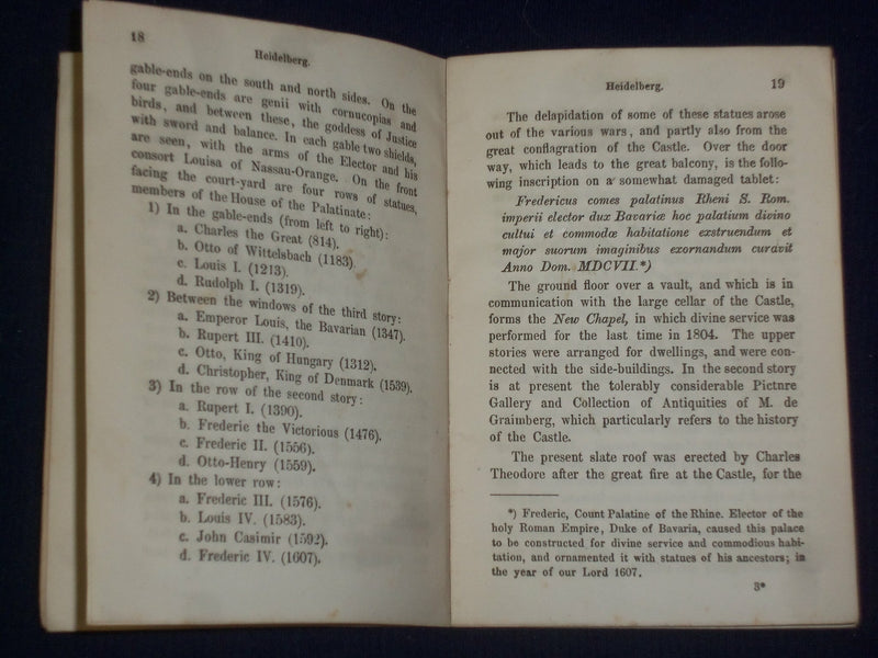 1870 GUIDE THROUGH HEIDELBERG AND ITS ENVIRONS WITH PLAN OF TOWN/CASTLE - J 4694