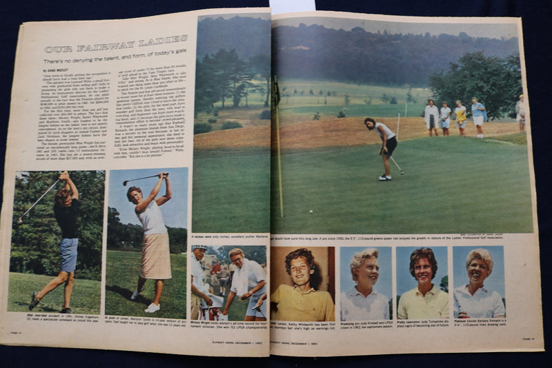 1963 DEC 1 SUNDAY NEWS COLOROTO MAGAZINE - TOM TRYON - FOOTBALL - GOLF - E 23204