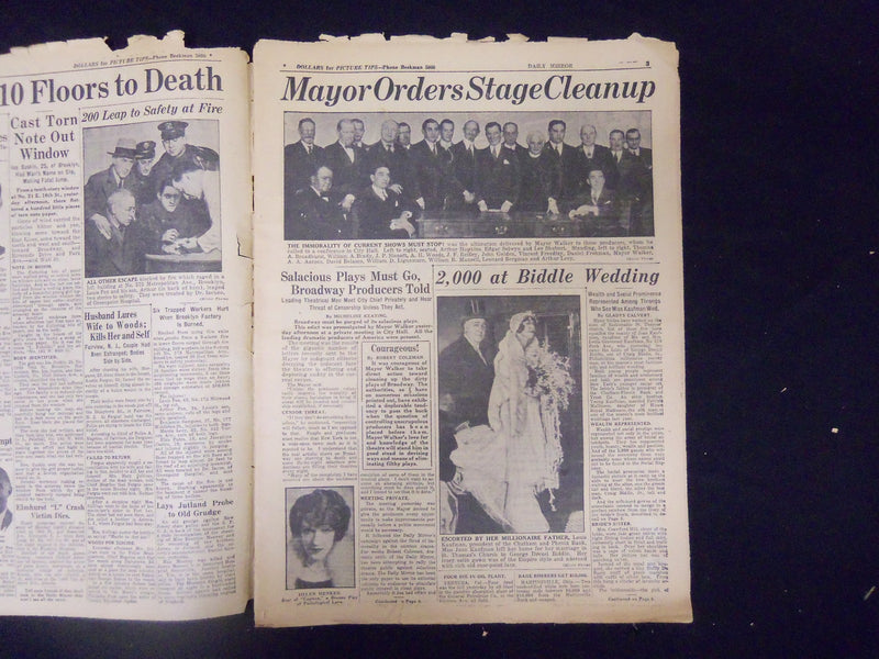 1926 DEC 29 NEW YORK DAILY MIRROR- STOP DIRTY SHOWS OR TAKE CENSORSHIP - NP 2148