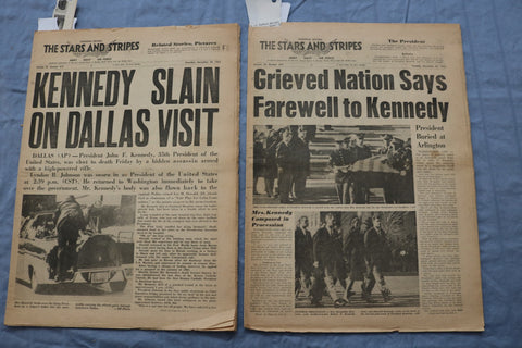 1963 THE STARS AND STRIPES NEWSPAPER-PRESIDENT KENNEDY SLAIN- LOT OF 2 - NP 9206
