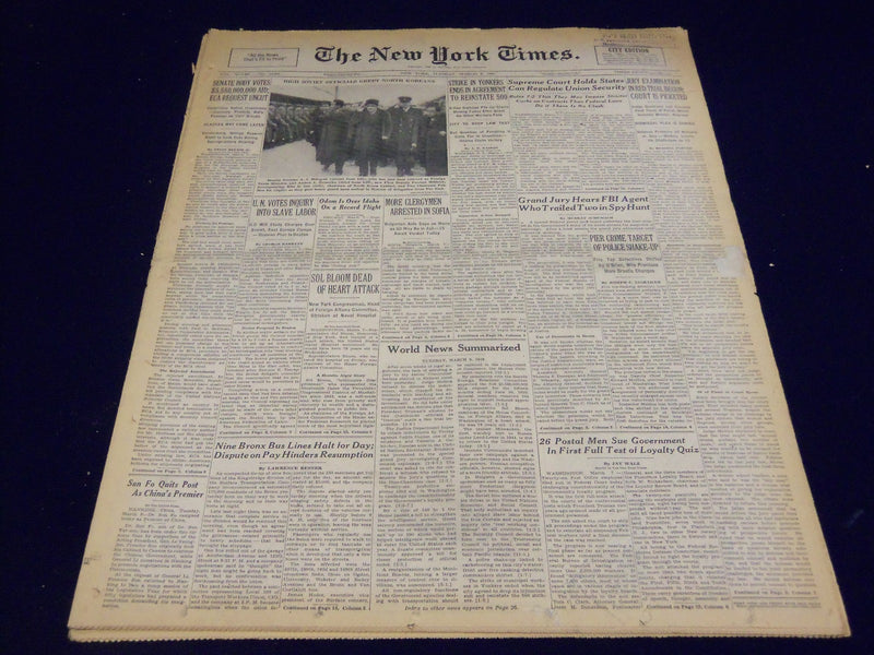 1949 MARCH 8 NEW YORK TIMES - JURY EXAMINATION IN RED TRIAL BEGUN - NT 1494