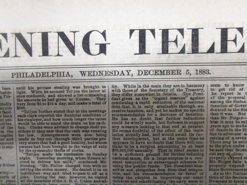 1881-1883 THE EVENING TELEGRAPH NEWSPAPER LOT OF 15 - NICE ADS - NP 1440