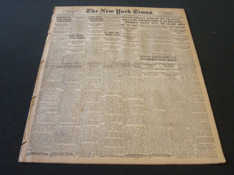1919 MARCH 12 NEW YORK TIMES - PEACE DRAFT AHEAD OF LEAGUE - NT 6210