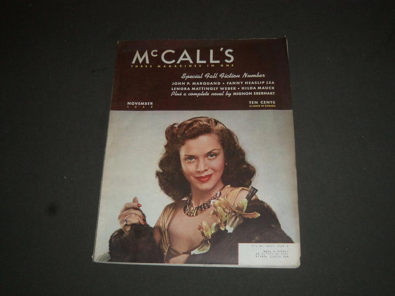 1940 NOVEMBER MCCALL'S MAGAZINE - NICE COVER, STORIES & ADS - SP 6790
