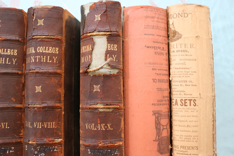 1877-1890 PENNSYLVANIA COLLEGE MONTHLY BOUND VOLUMES - LOT OF 7 - KD 9561