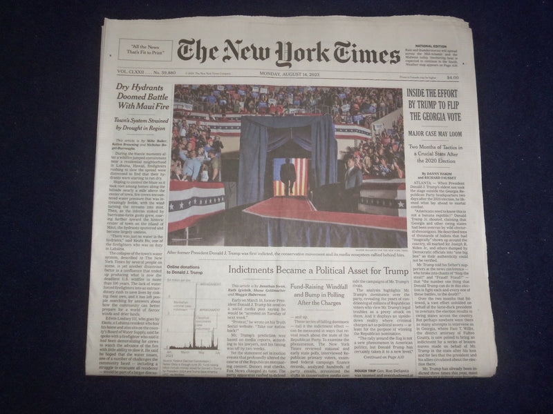 2023 AUGUST 14 NEW YORK TIMES - INSIDE THE EFFORT BY TRUMP TO FLIP GEORGIA VOTE