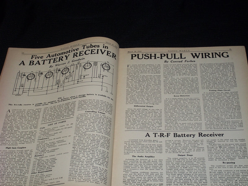 1933 MARCH 18 RADIO WORLD MAGAZINE NICE ELECTRONICS COVERS & ADS - E 2825