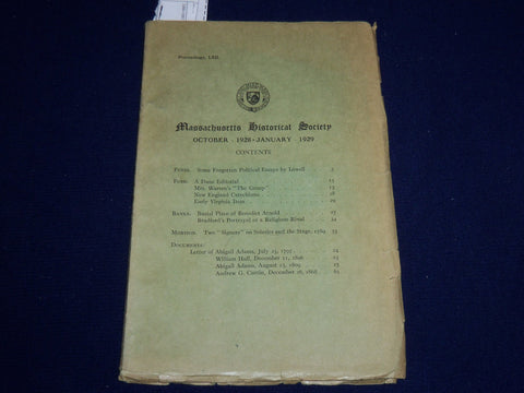 1928-1929 MASSACHUSETTS HISTORICAL SOCIETY PROCEEDINGS BOOK - K 503