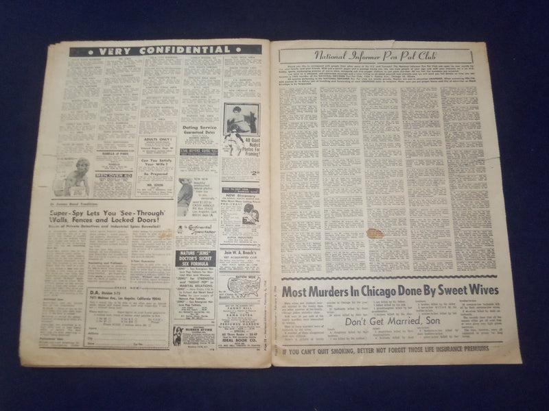 1966 FEB 6 NATIONAL INFORMER NEWSPAPER - NEW WAY TO BEAT A HANGOVER - NP 6916