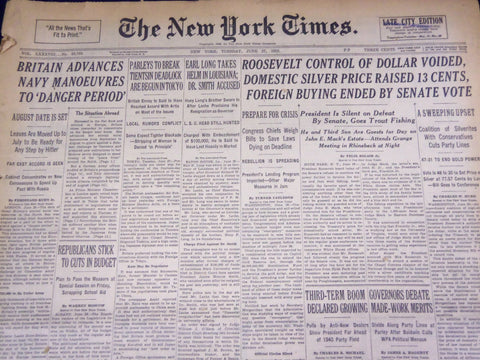 1939 JUNE 27 NEW YORK TIMES - EARL LONG TAKES HELM IN LOUISIANA - SMITH - NT 485