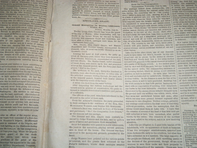 1865 AUGUST 1 NEW YORK TIMES NEWSPAPER - WEST POINT CHANGES AND REFORMS- NP 3991