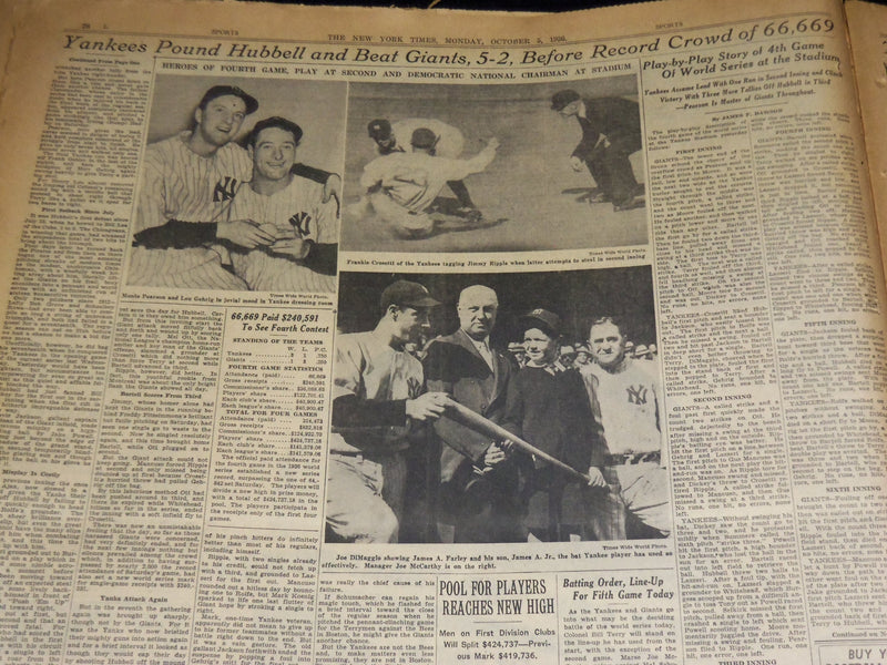 1943 WORLD SERIES YANKEES DEFEAT CARDINALS NEW YORK TIMES LOT OF 6 - NT XXXX