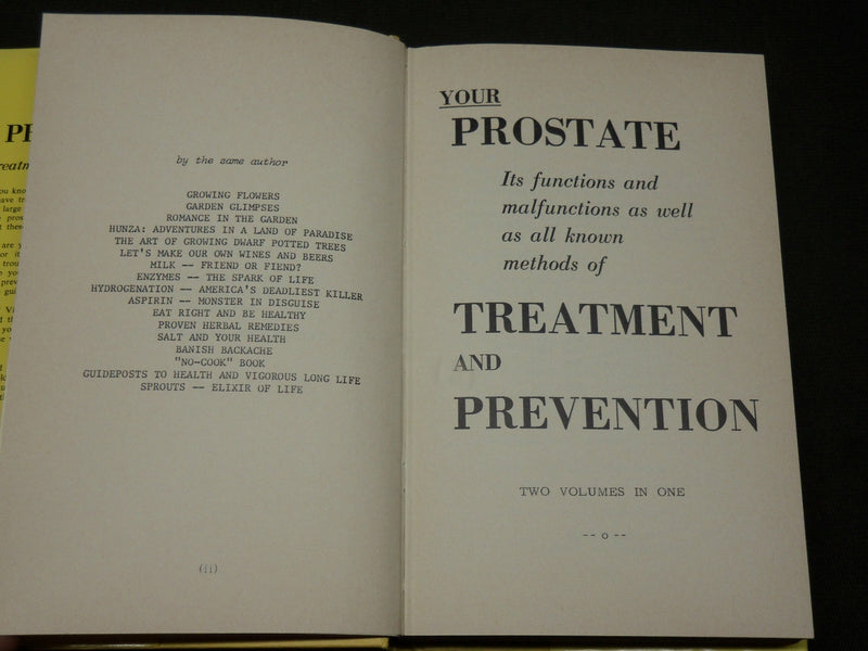 1970 YOUR PROSTATE TREATMENT AND PREVENTION BOOK JOHN H. TOBE - KD 6111