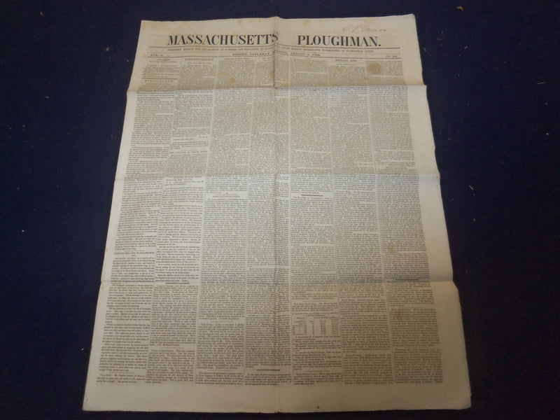 1846 AUGUST 1 MASSACHUSETTS PLOUGHMAN NEWSPAPER - STEAM EXCAVATER - NP 5127