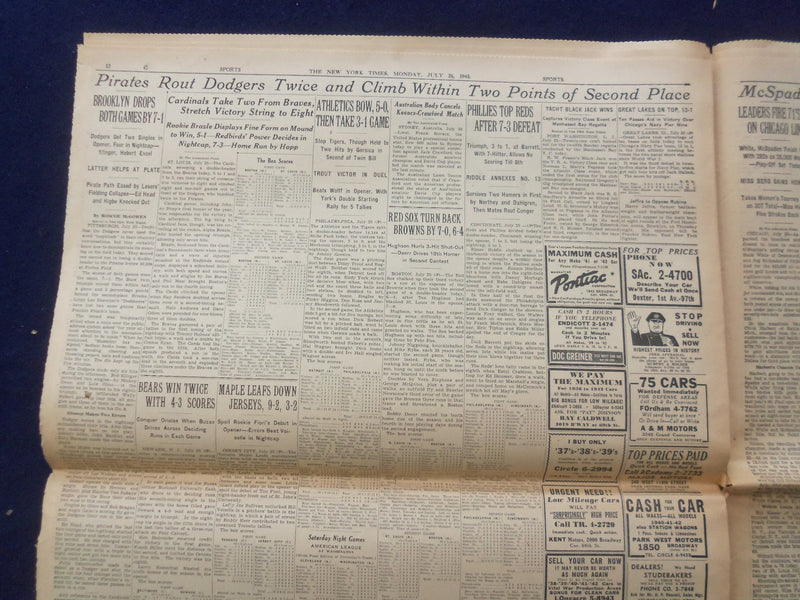 1943 JULY 26 NEW YORK TIMES - MUSSOLINI OUSTED WITH FASCIST CABINET - NP 6470