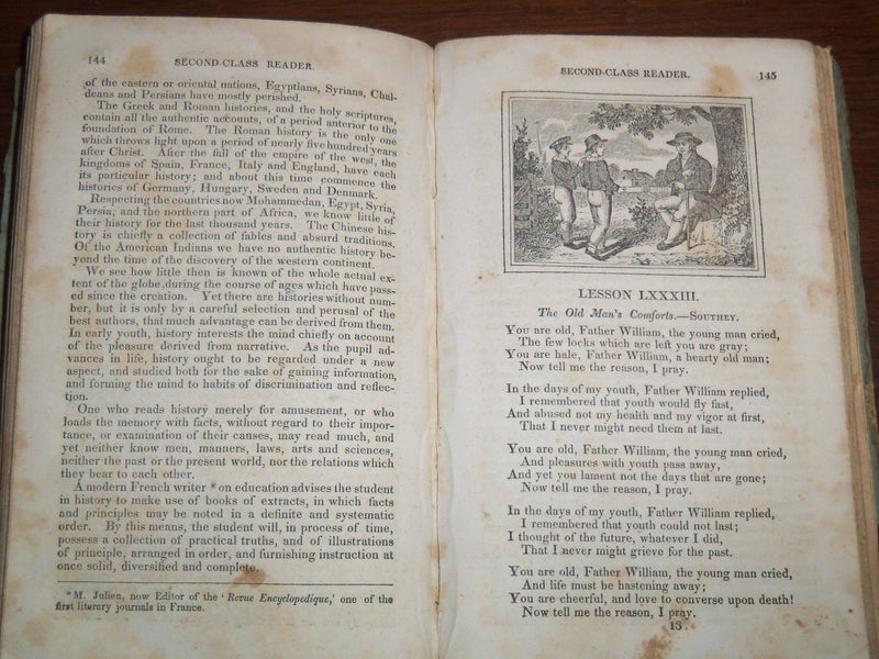 1838 THE SECOND CLASS READER BOOK BY B. D. EMERSON - CLAREMONT, N. H. - K 2016