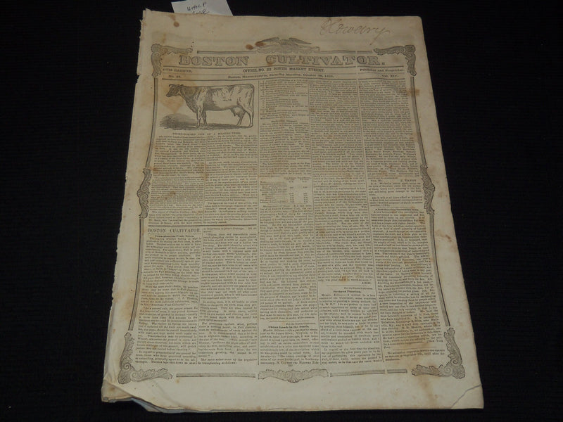 1852 OCTOBER 30 BOSTON CULTIVATOR NEWSPAPER - DANIEL WEBSTER DEATH - NP 4502B