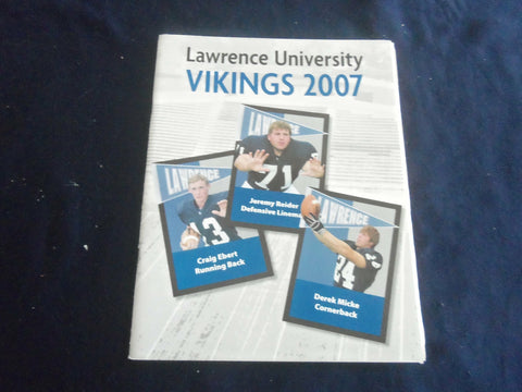 2007 OCTOBER 13 FOOTBALL PROGRAM - KNOX COLLEGE VS LAWRENCE UNIVERSITY- SP 1217Q