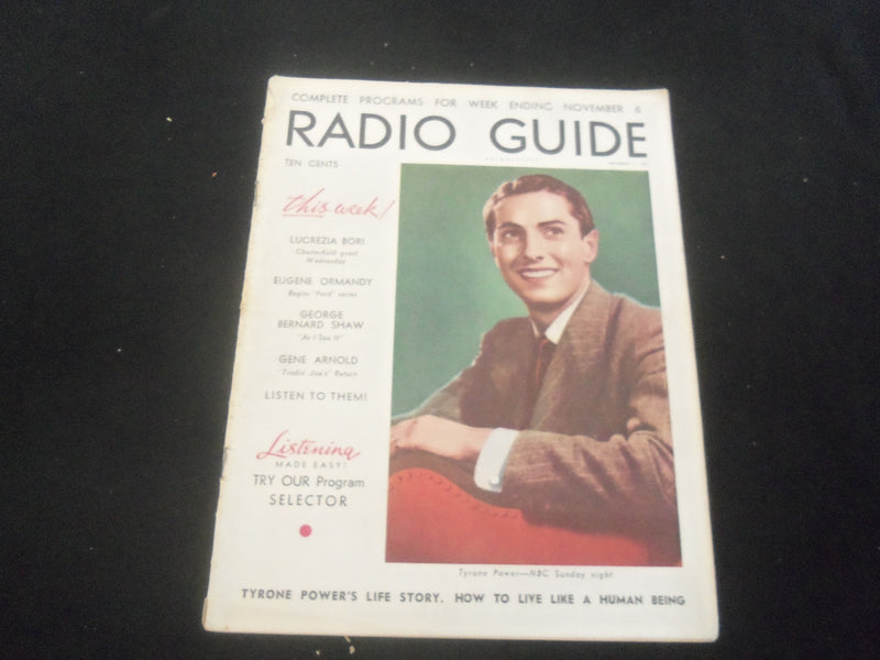 1937 NOVEMBER 6 RADIO GUIDE MAGAZINE - TYRONE POWER COVER - SP 9517H