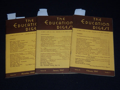 1946-1947 THE EDUCATION DIGEST MAGAZINE LOT OF 3 ISSUES - O 1134J