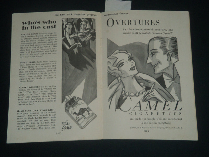 1930 MARCH 24 STREET SCENE AMBASSADOR THEATRE PROGRAM - BEULAH BONDI - J 4284