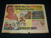 1945 QUAKER OATS FOOTBALL COLOR COMIC ADS LOT OF 3 - CRISLER - CRAVATH - NP 5382