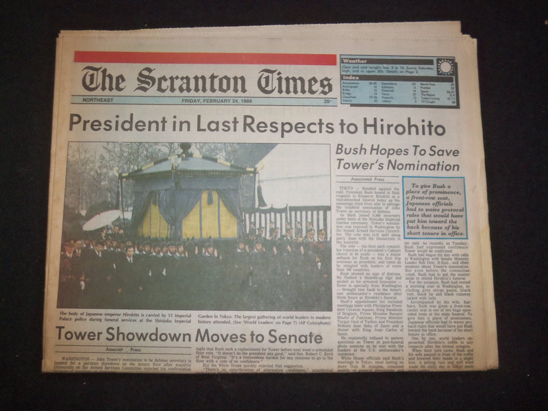 1989 FEB 24 THE SCRANTON TIMES NEWSPAPER -BUSH'S LAST RESPECTS HIROHITO- NP 8332