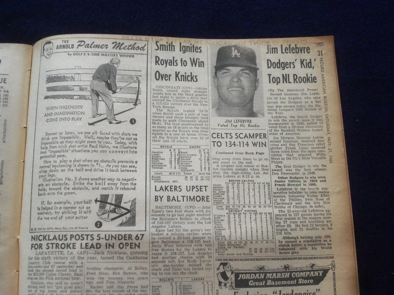 1965 NOV 27 BOSTON RECORD AMERICAN NEWSPAPER- ABINGTON SLAY SUSPECT NAB-NP 6302