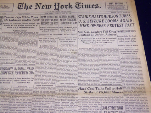 1946 MAY 31 NEW YORK TIMES - STRIKE HALTS HUDSON TUBES - NT 3228