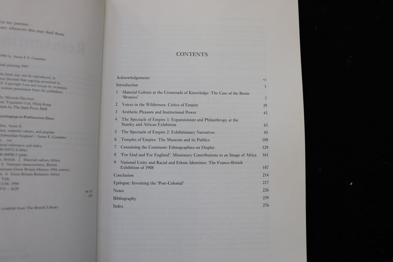 1994 REINVENTING AFRICA SOFTCOVER BOOK BY ANNE COOMBES - KD 9823