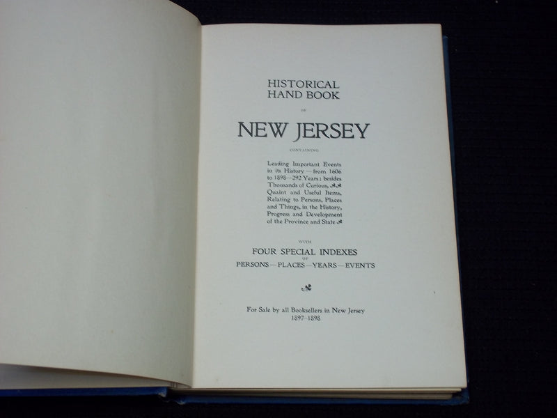 1898 NEW JERSEY PAST AND PRESENT 1524-1898 HARDCOVER BOOK - KD 7620