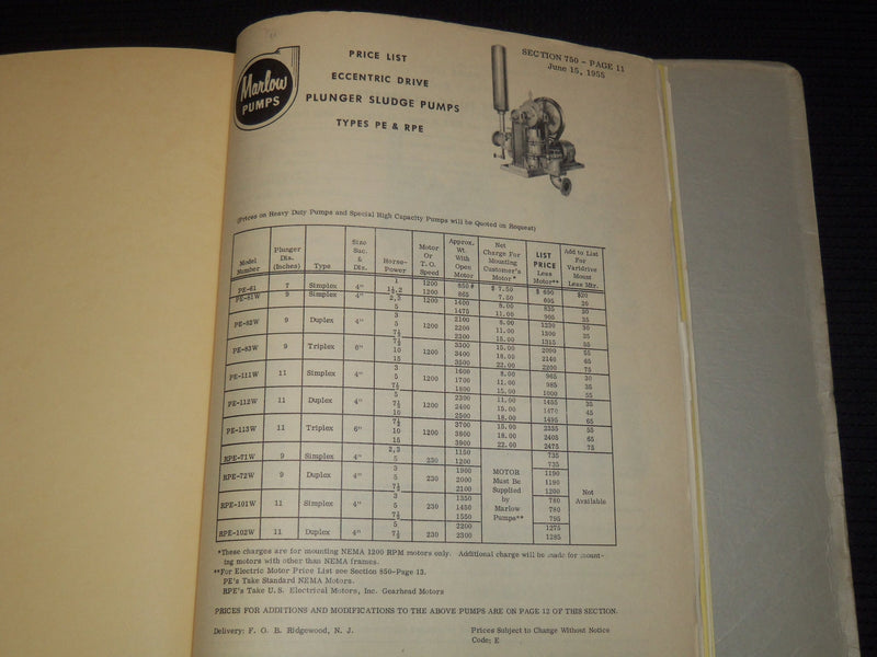 1900'S MARLOW PUMPS LARGE STEAM TURBINE GENERATOR CATALOG NO. 72- KD 6524B