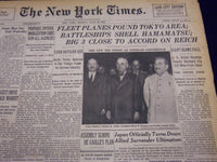 1945 JULY 30 NEW YORK TIMES - FLEET PLANES POUND TOKYO AREA - NT 389