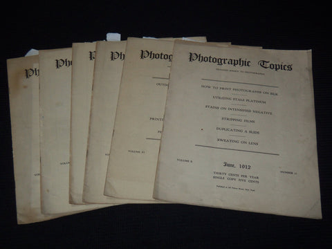 1912-1913 PHOTOGRAPHIC TOPICS MAGAZINE LOT OF 7 - NEW YORK - K 3117