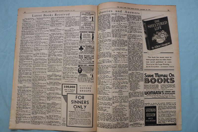 1933 JANUARY 29 NEW YORK TIMES BOOK REVIEW SECTION - SINCLAIR LEWIS - NP 9161