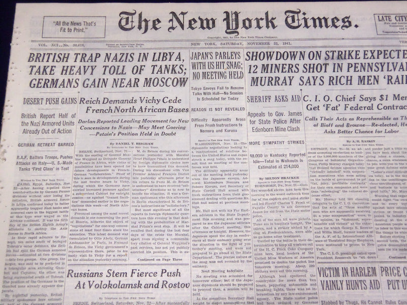 1941 NOVEMBER 22 NEW YORK TIMES - BRITISH TRAP NAZIS IN LIBYA - NT 1129