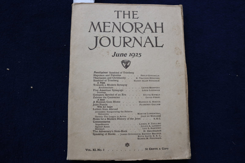 1925 JUNE THE MENORAH JOURNAL - LEWIS MUMFORD - K 1604