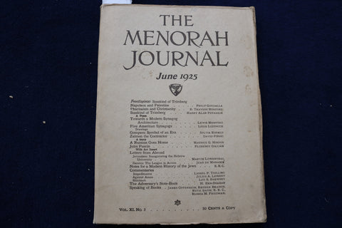 1925 JUNE THE MENORAH JOURNAL - LEWIS MUMFORD - K 1604