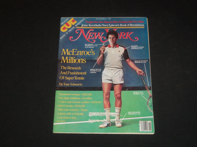 1983 MARCH 14 NEW YORK MAGAZINE - JOHN MCENROE'S MILLIONS - SP 3962