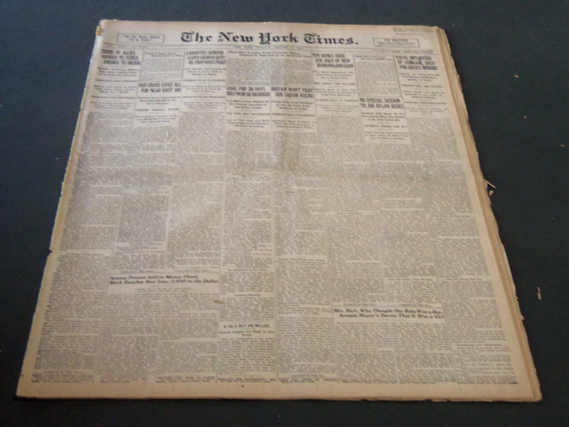 1922 OCTOBER 10 NEW YORK TIMES - TERMS HANDED TO TURKS - ANGORA - NT 5813