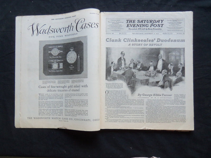 1919 NOVEMBER 15 THE SATURDAY EVENING POST MAGAZINE - ILLUSTRATED COVER - SP 941