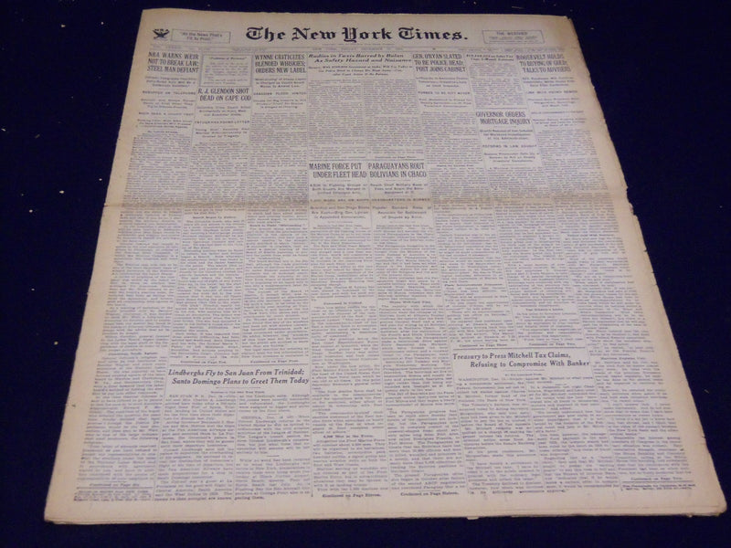 1933 DECEMBER 15 NEW YORK TIMES - R. J. GLENDON SHOT DEAD - NT 4174