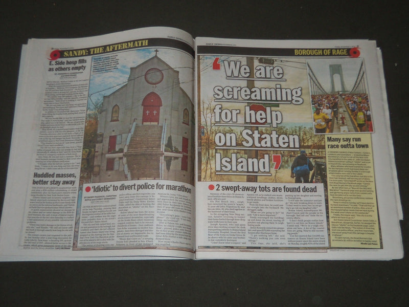2012 NOVEMBER 2 NY DAILY NEWS NEWSPAPER - EMPTY - HURRICANE SANDY - NP 2546