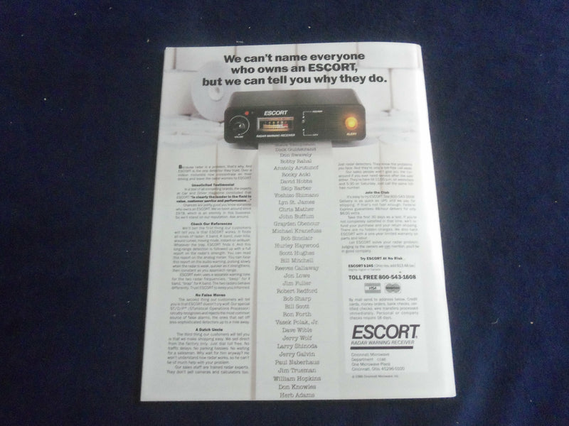 1986 AUGUST 29-31 ESCORT RADAR WARNING 200 RACING PROGRAM - CART INDY - SP 3929L