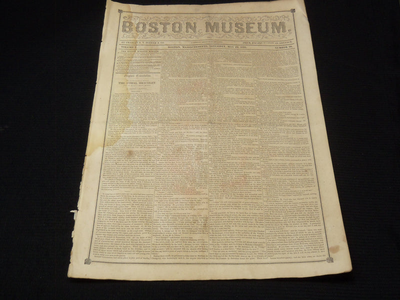 1851 MAY 24 BOSTON MUSEUM NEWSPAPER - SAMUEL THURSTON - LYNCHING - NP 9023