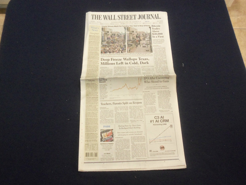 2021 FEBRUARY 17 THE WALL STREET JOURNAL -DEEP FREEZE WALLOPS TEXAS, COLD & DARK