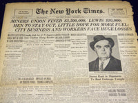 1946 DEC 5 NEW YORK TIMES - MINERS UNION FINED $3,500,000 LEWIS $10,000- NT 2332